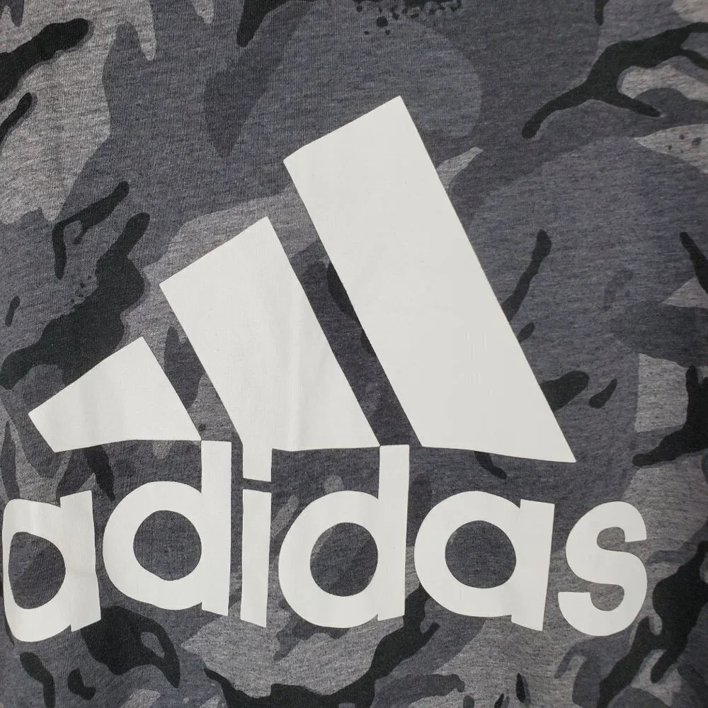 Adidas T-shirt Boys Large 14-16 Gray Camo Cotton Blend Short Sleeves‎